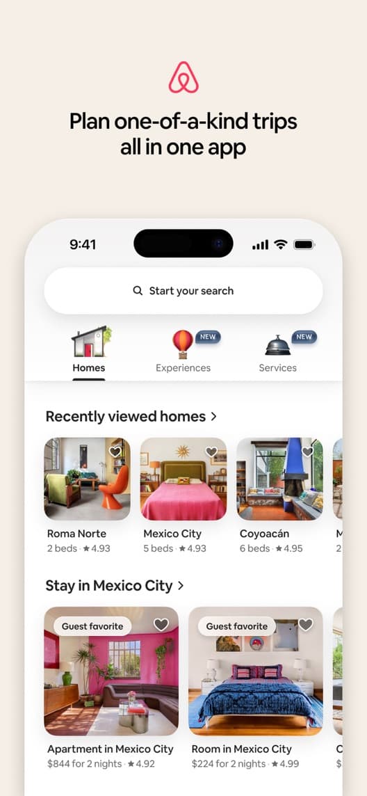 Airbnb first US iPhone App Store listing screenshot