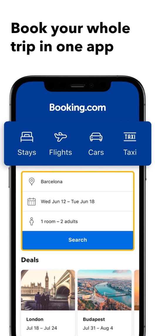 Booking.com first US iPhone App Store listing screenshot