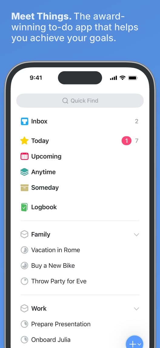 Things 3 first US iPhone App Store listing screenshot