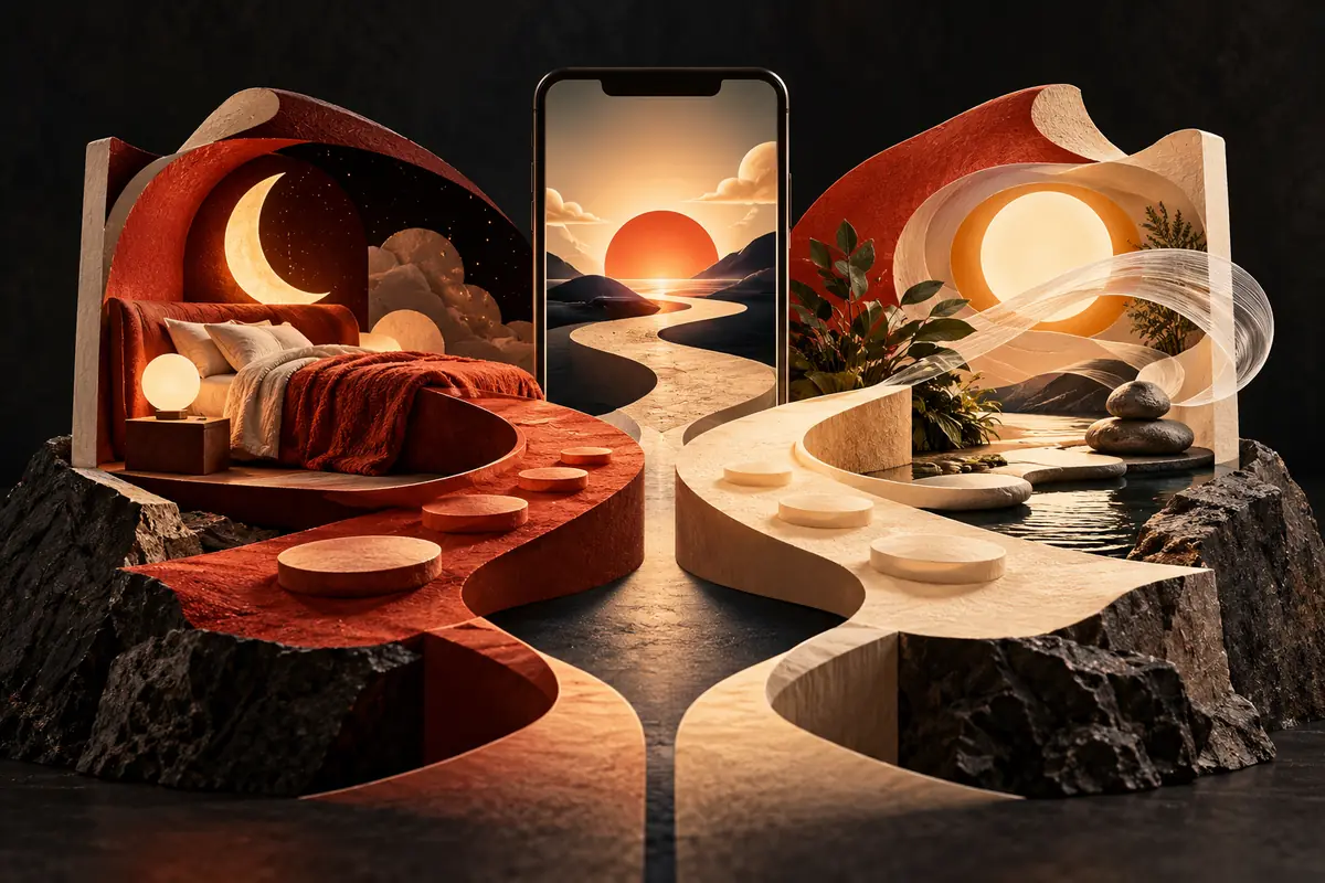 Separate sleep and meditation paths lead to tailored app product pages.